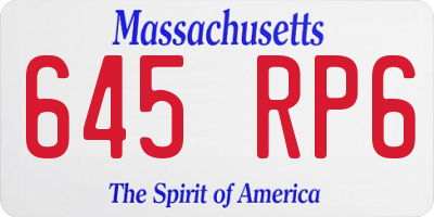 MA license plate 645RP6