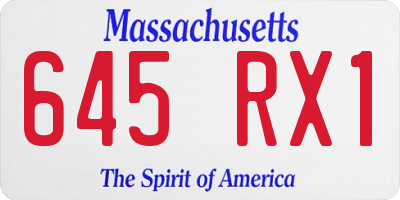 MA license plate 645RX1