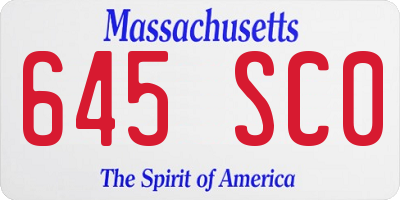 MA license plate 645SC0