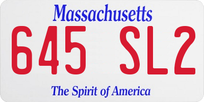MA license plate 645SL2