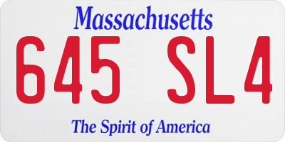 MA license plate 645SL4