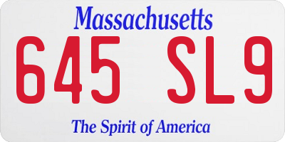 MA license plate 645SL9