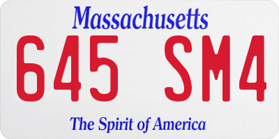 MA license plate 645SM4