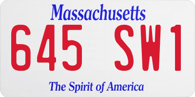 MA license plate 645SW1