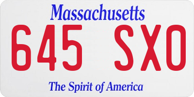 MA license plate 645SX0