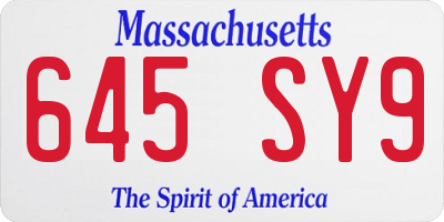 MA license plate 645SY9