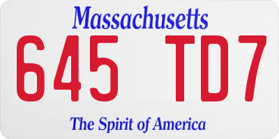 MA license plate 645TD7