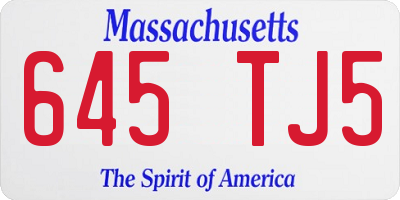 MA license plate 645TJ5