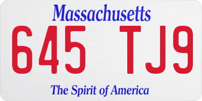 MA license plate 645TJ9