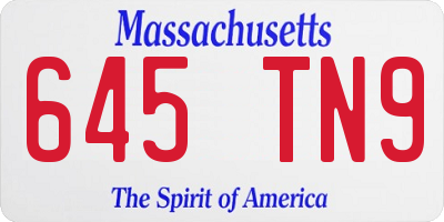 MA license plate 645TN9