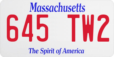 MA license plate 645TW2