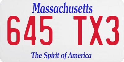 MA license plate 645TX3