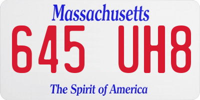 MA license plate 645UH8