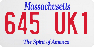 MA license plate 645UK1