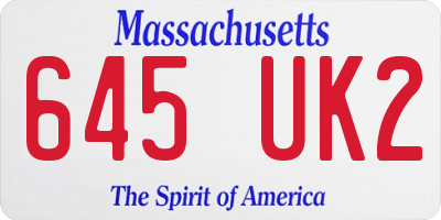 MA license plate 645UK2