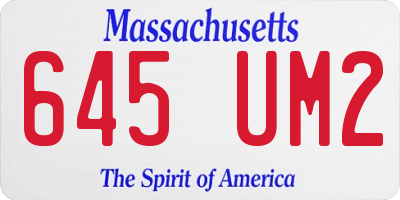 MA license plate 645UM2
