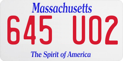 MA license plate 645UO2