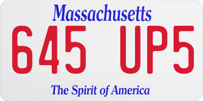 MA license plate 645UP5