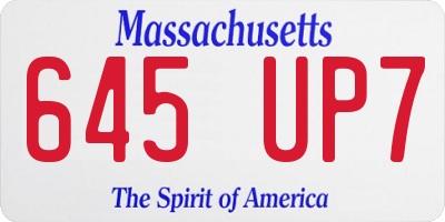 MA license plate 645UP7