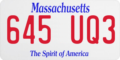 MA license plate 645UQ3