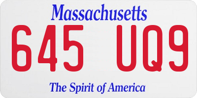 MA license plate 645UQ9