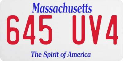 MA license plate 645UV4