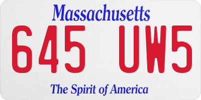 MA license plate 645UW5