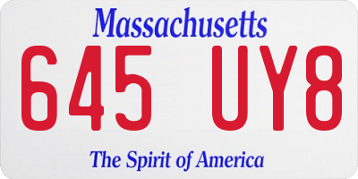 MA license plate 645UY8