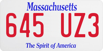 MA license plate 645UZ3