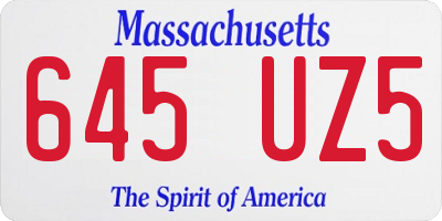 MA license plate 645UZ5