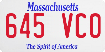 MA license plate 645VC0
