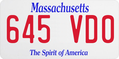 MA license plate 645VD0