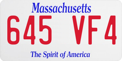 MA license plate 645VF4