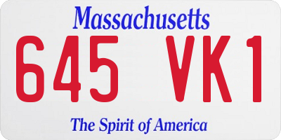 MA license plate 645VK1
