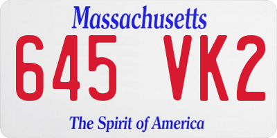 MA license plate 645VK2