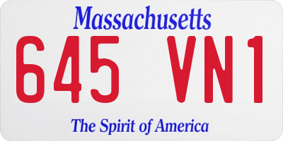 MA license plate 645VN1