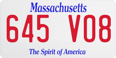 MA license plate 645VO8