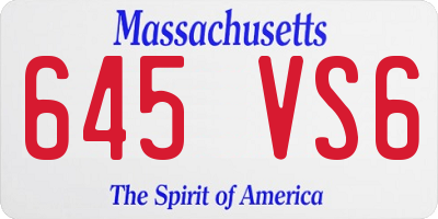 MA license plate 645VS6