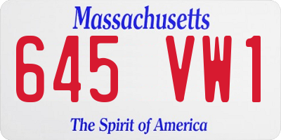 MA license plate 645VW1