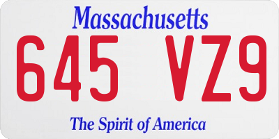 MA license plate 645VZ9