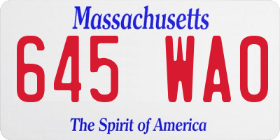 MA license plate 645WA0