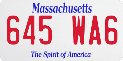 MA license plate 645WA6