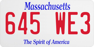 MA license plate 645WE3
