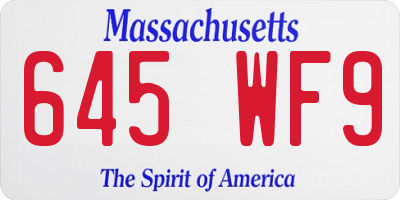 MA license plate 645WF9