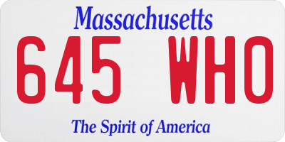 MA license plate 645WH0