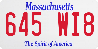 MA license plate 645WI8