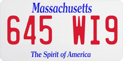 MA license plate 645WI9