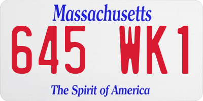 MA license plate 645WK1