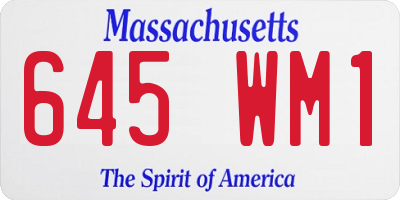 MA license plate 645WM1