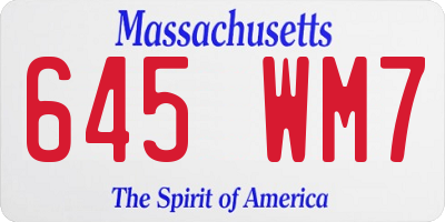 MA license plate 645WM7